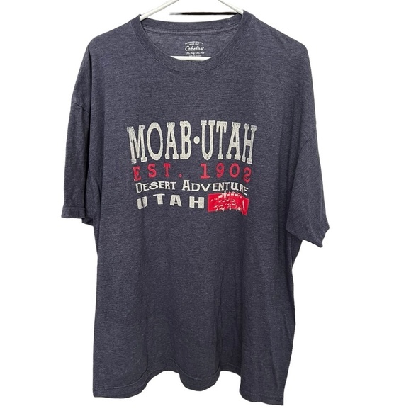 Cabela's Men's Tee Moab Utah Short Sleeve T-Shirt Graphic Print Gray Size 2XL - Picture 1 of 4
